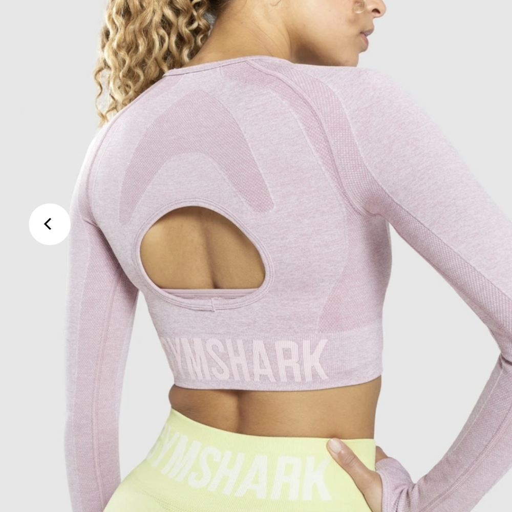 Gymshark Flex Sports Long Sleeve Crop Top - Light Purple Marl